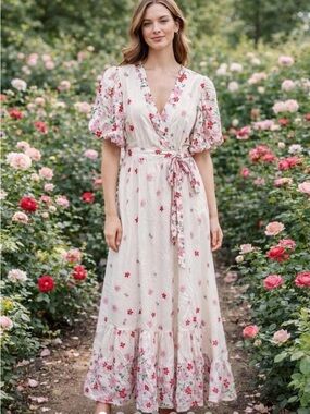 Draper James RSVP Floral Maxi Wrap Dress Sz XL NWT Cottagecore Romantic Wedding